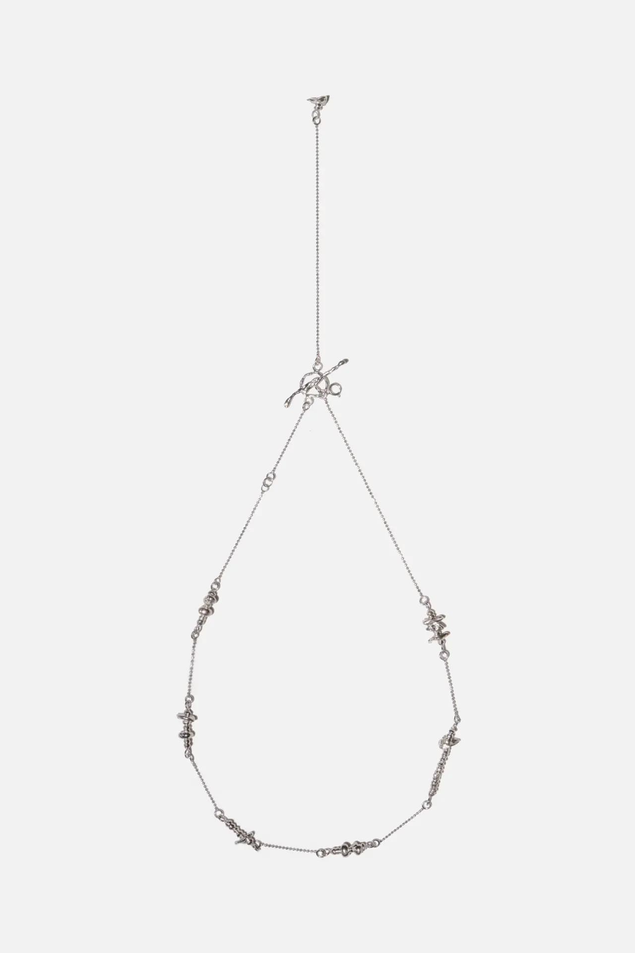 An image of the front of FEMANCE Silver Stone Chain Necklace